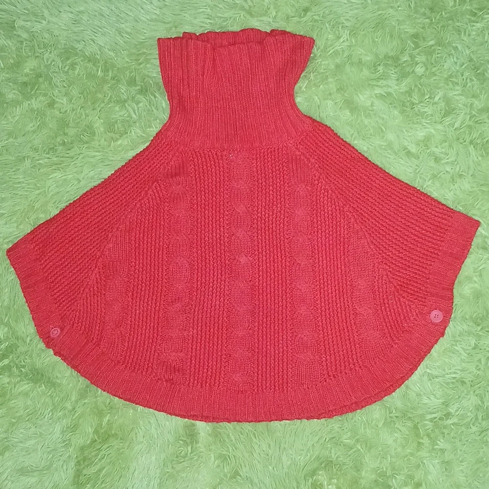 CARTER'S red Cable Knit turtle neck girls poncho Cape‎ Size 4T